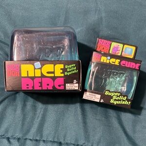 Nee Doh - Nice Berg & Nice Cube Super Solid Squish Toys - Teal/Blue